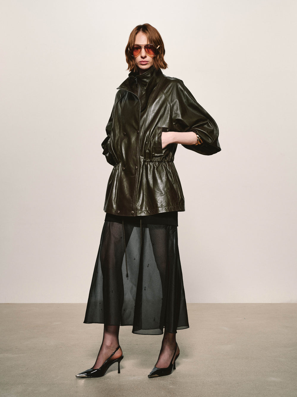 Lustrous Waxed Leather Jacket