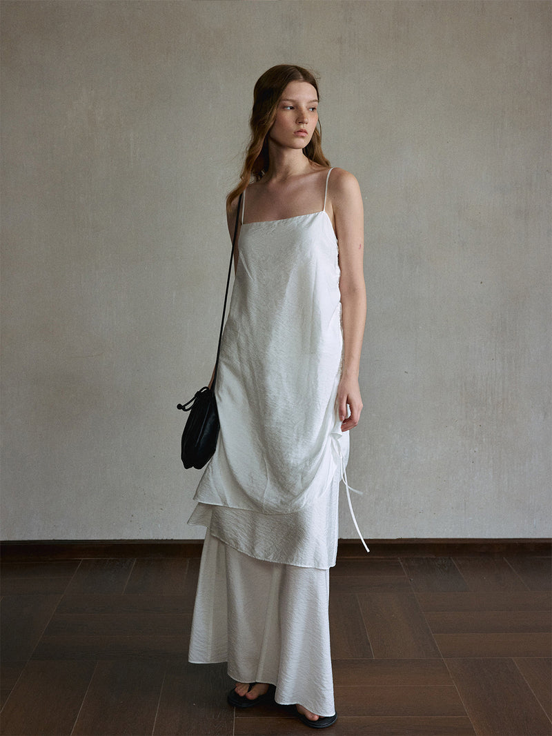 Argent Ruched Slip Dress