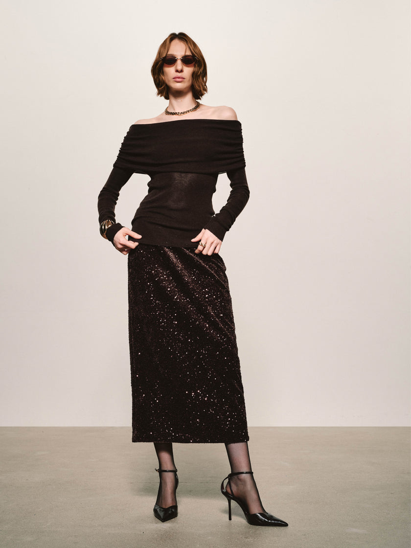 Bardot Folded Wool Top