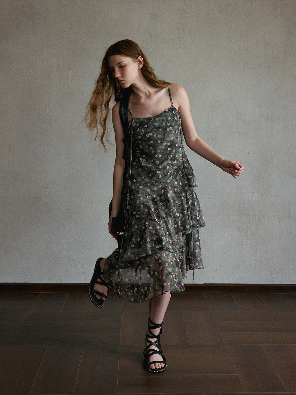 Quartz Asymmetric Ruffle Dress