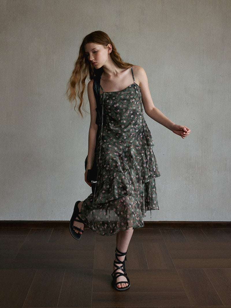 Quartz Asymmetric Ruffle Dress