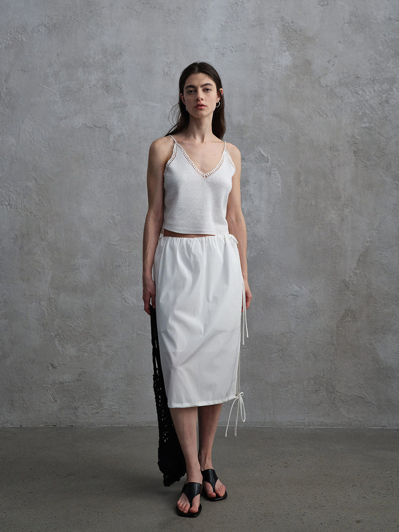 Umber Satin Drawstring Skirt