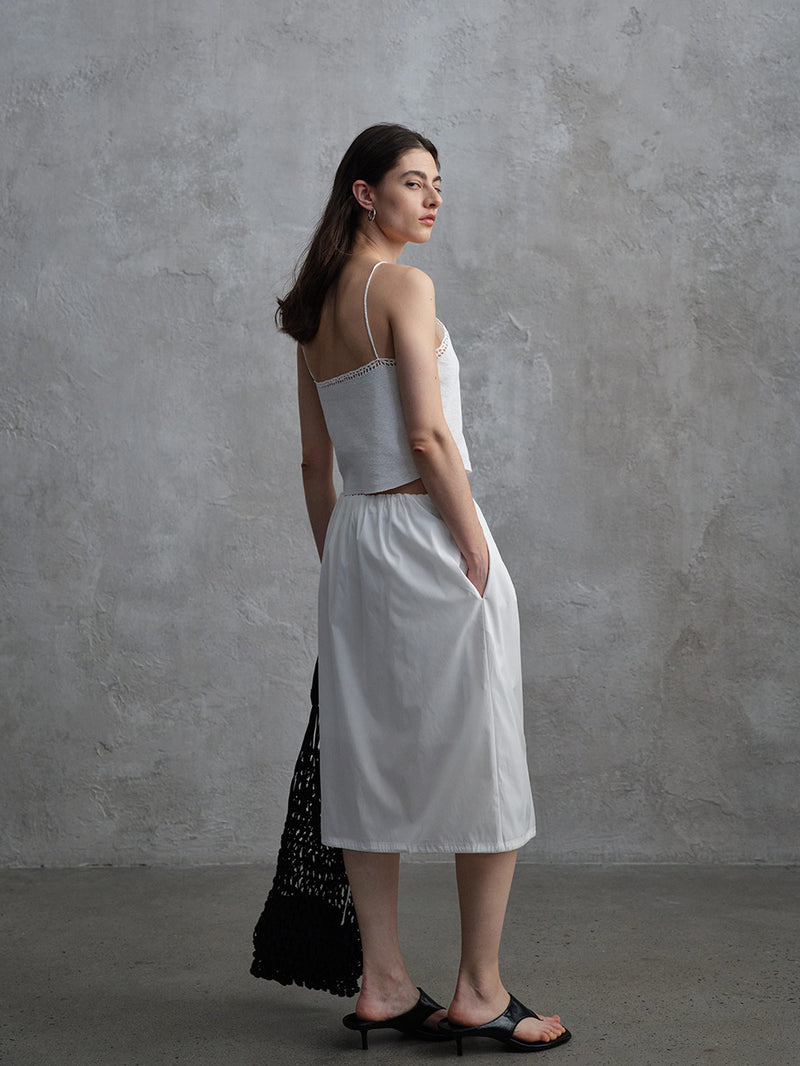 Umber Satin Drawstring Skirt