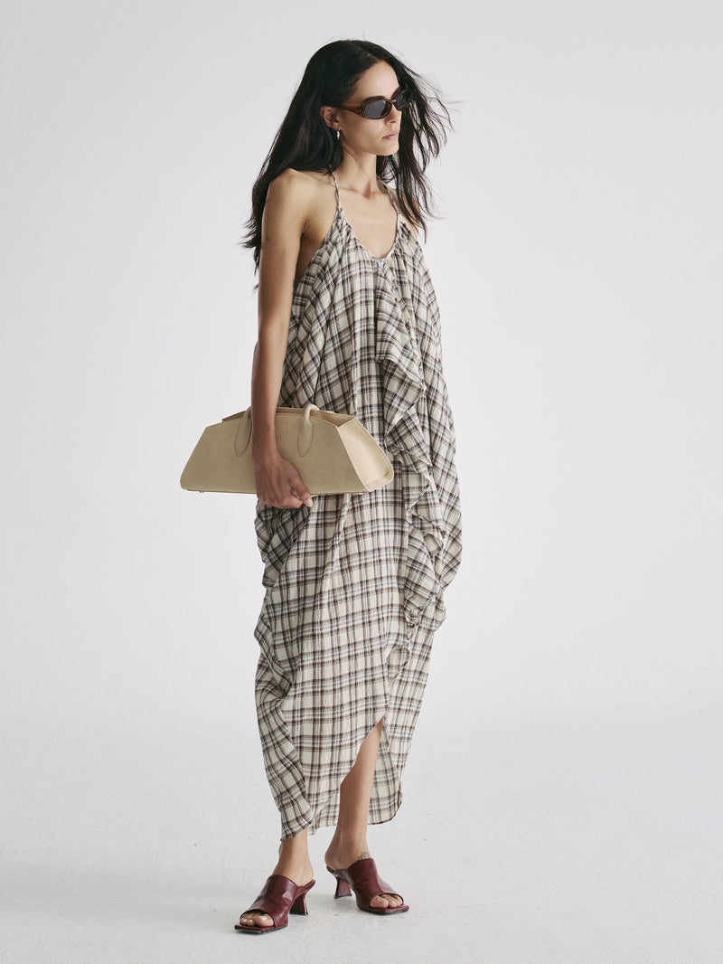 Lumen Plaid Halter Dress