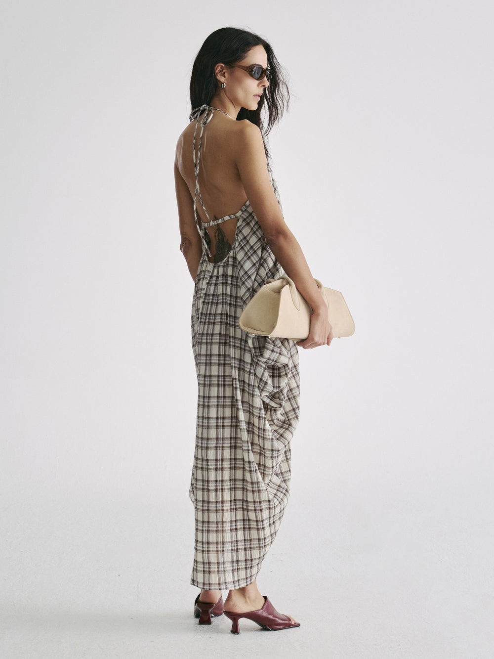 Lumen Plaid Halter Dress