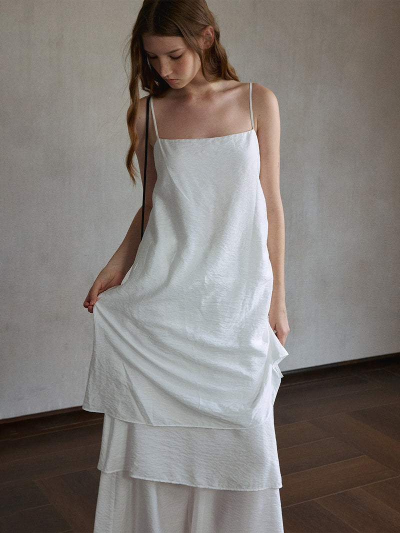Argent Ruched Slip Dress