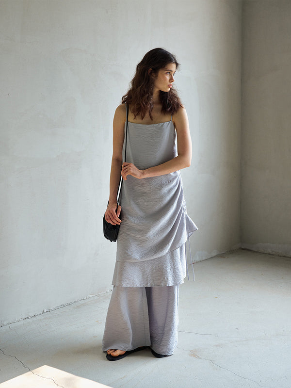 Argent Ruched Slip Dress