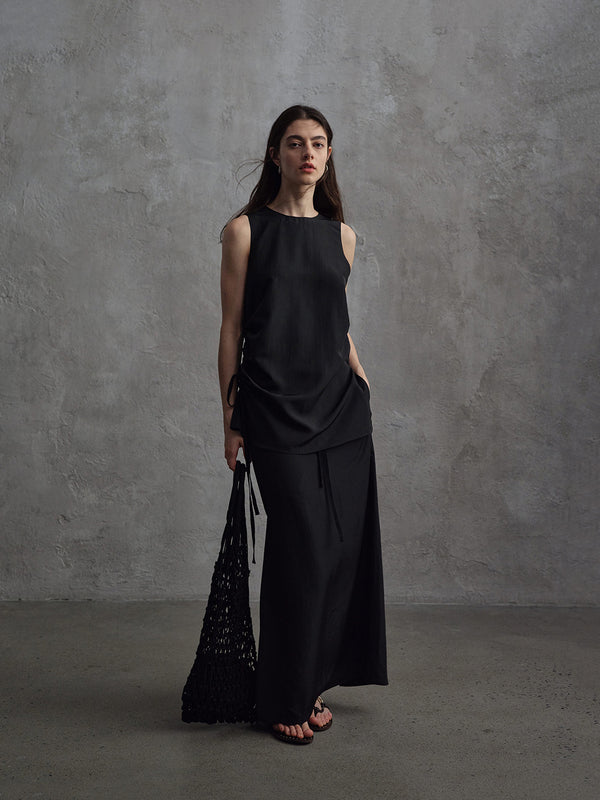 Vapor Drawstring Straight Skirt