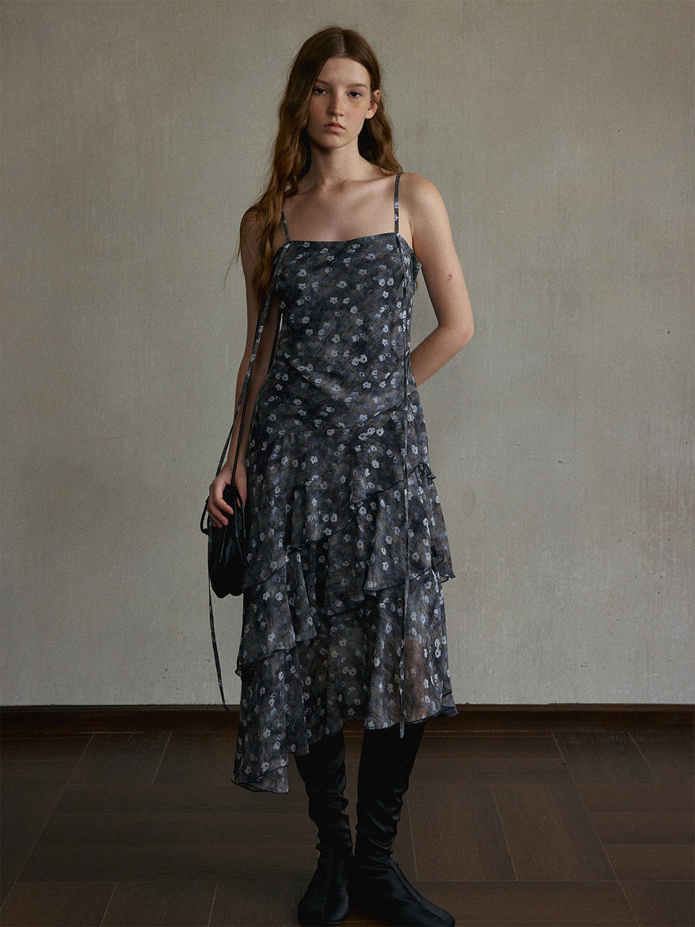 Quartz Asymmetric Ruffle Dress