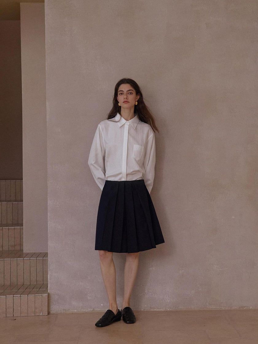 Jupe plissée en laine Maura