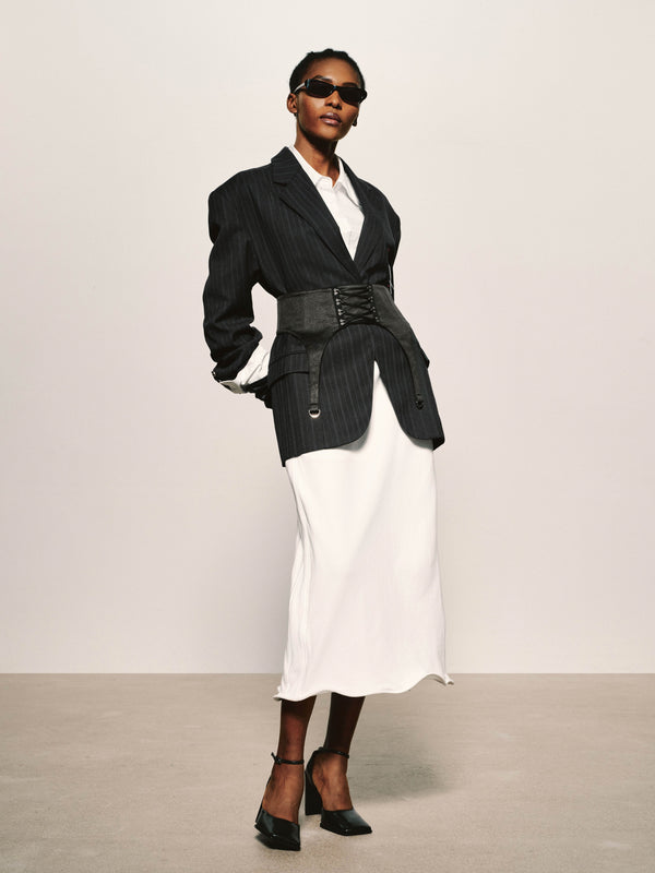 Linear Pinstripe Blazer