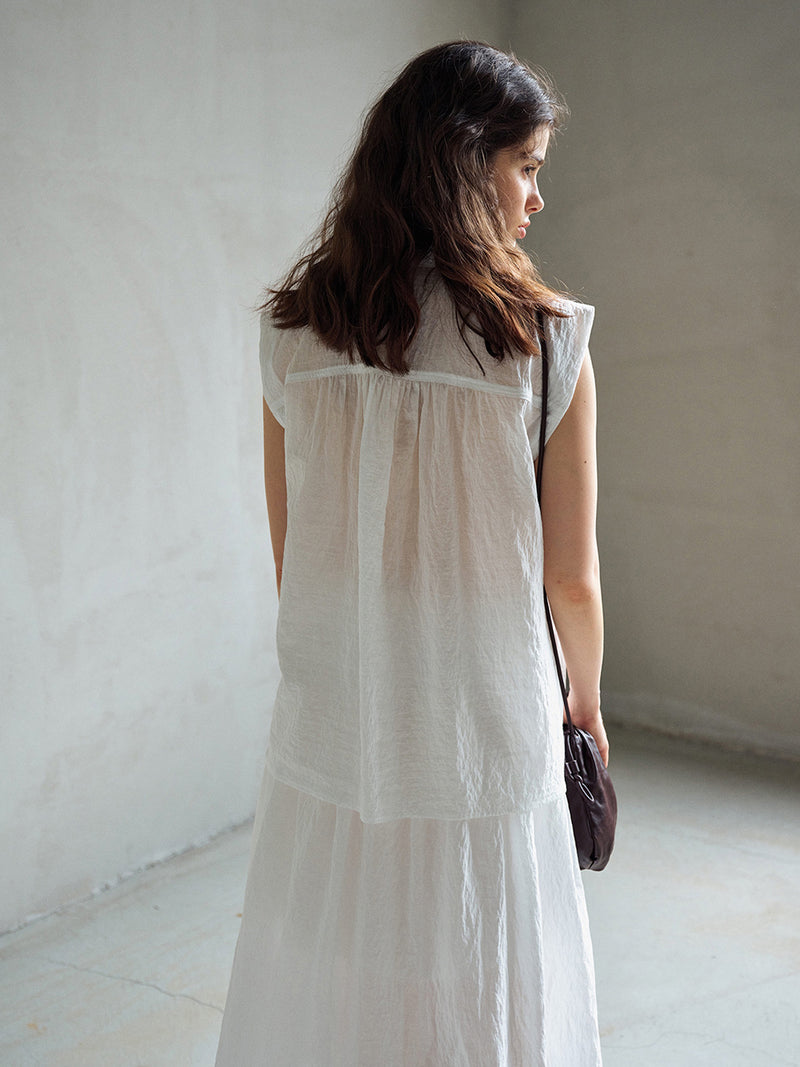 Sombra Camicia Trasparente Senza Maniche