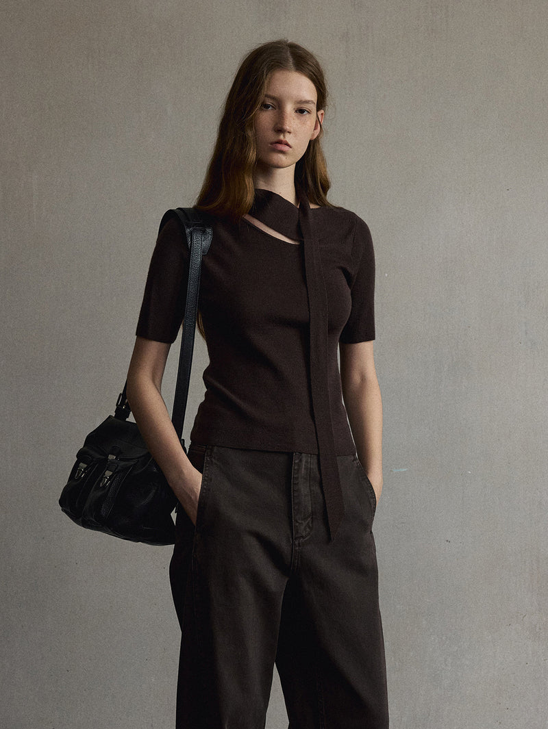 Cinder Wool Tie-Neck Knit
