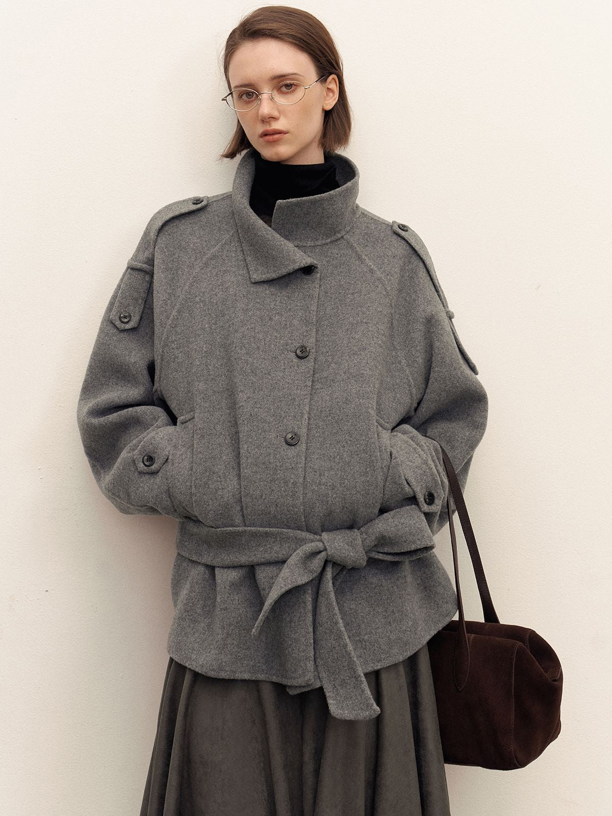 Veste en laine ceinturée Arven