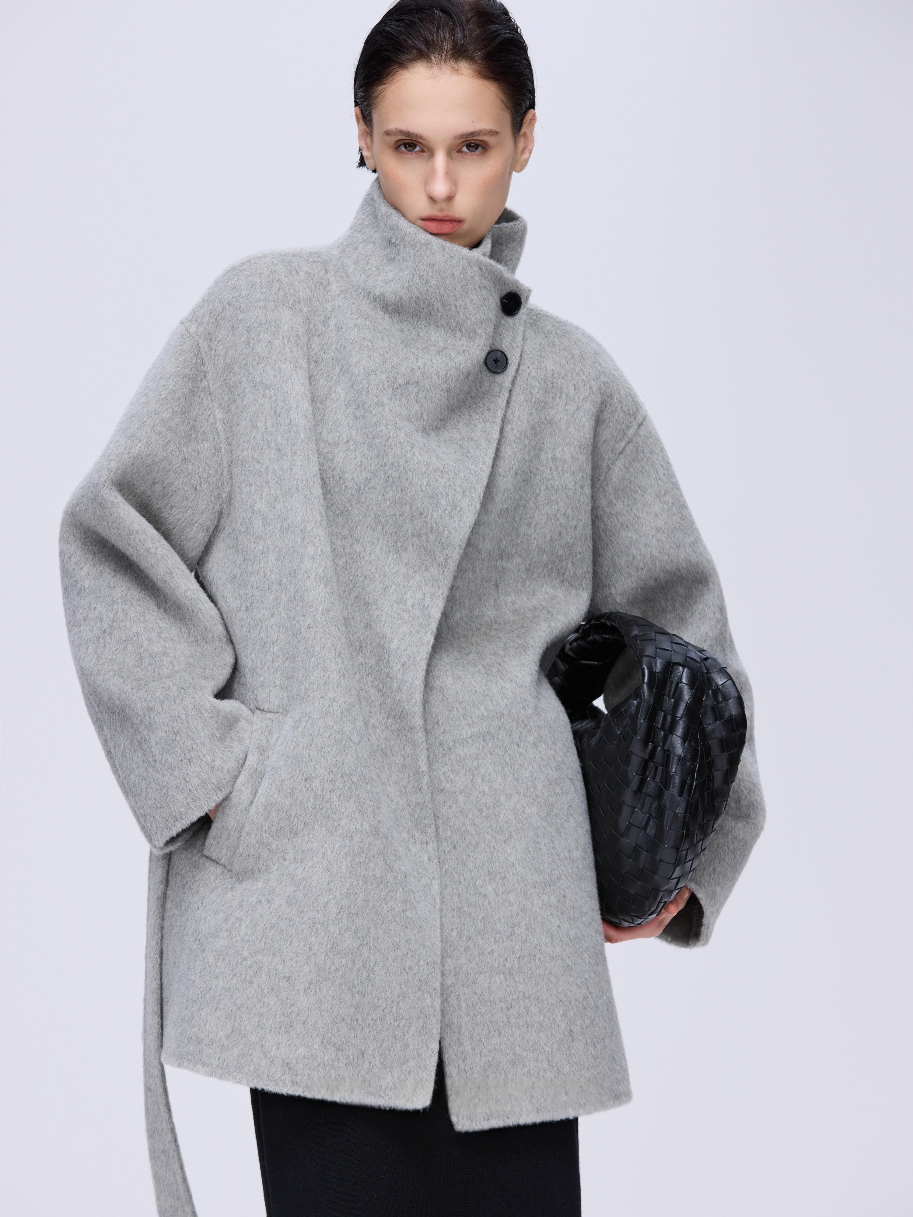 High-Neck Belted Wool Coat – hemi blurr