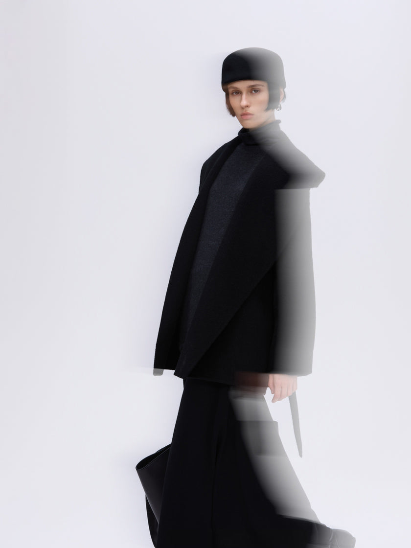 Sculpted Lapel Wool Coat