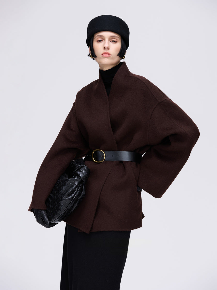 Soft V-Neck Wool Coat