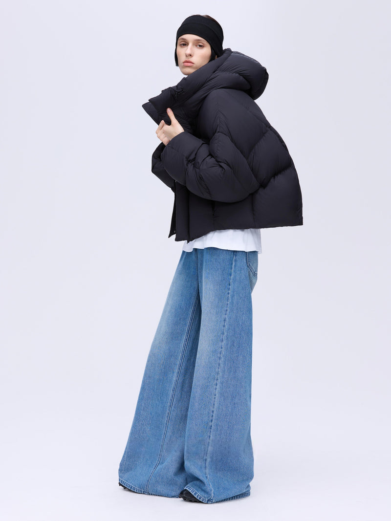 Veste courte matelassée à capuche