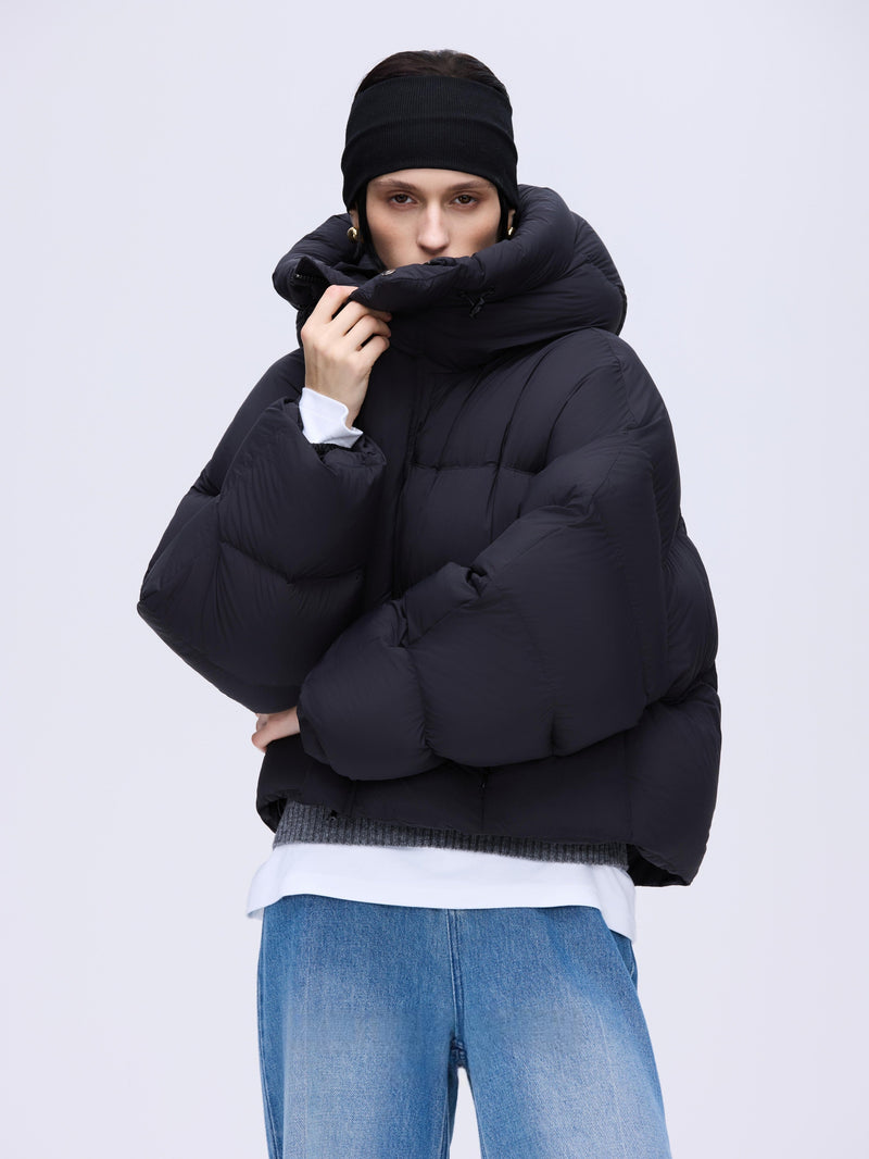Veste courte matelassée à capuche