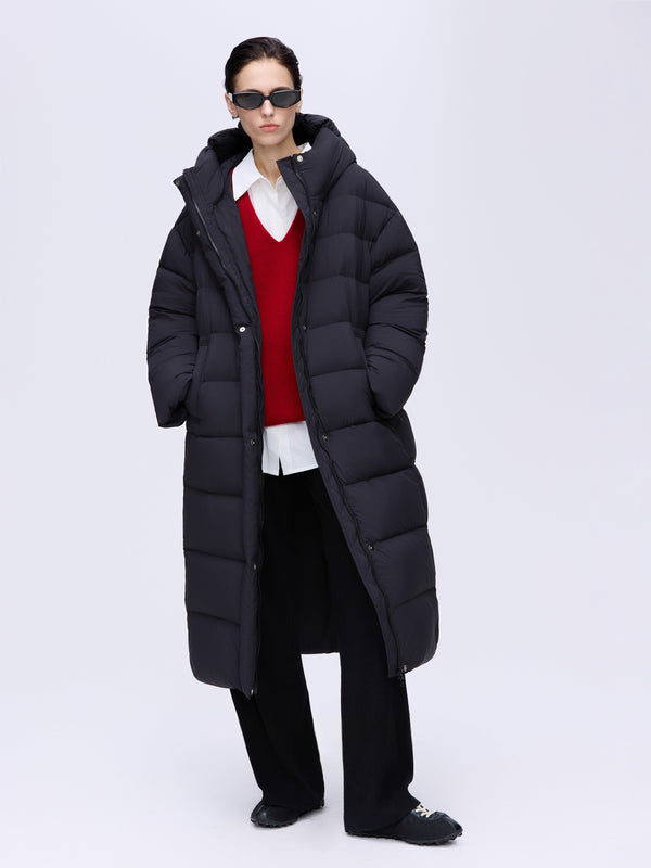 Long Hooded Down Coat