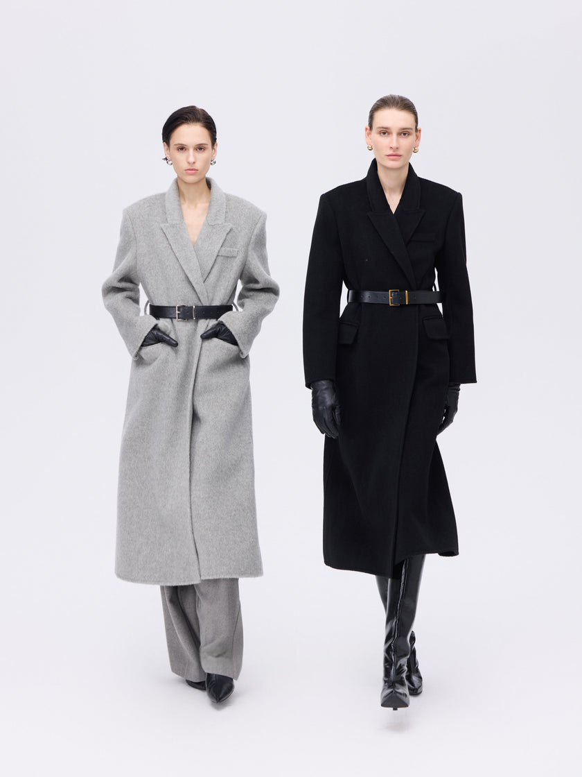 Long manteau en laine ajusté