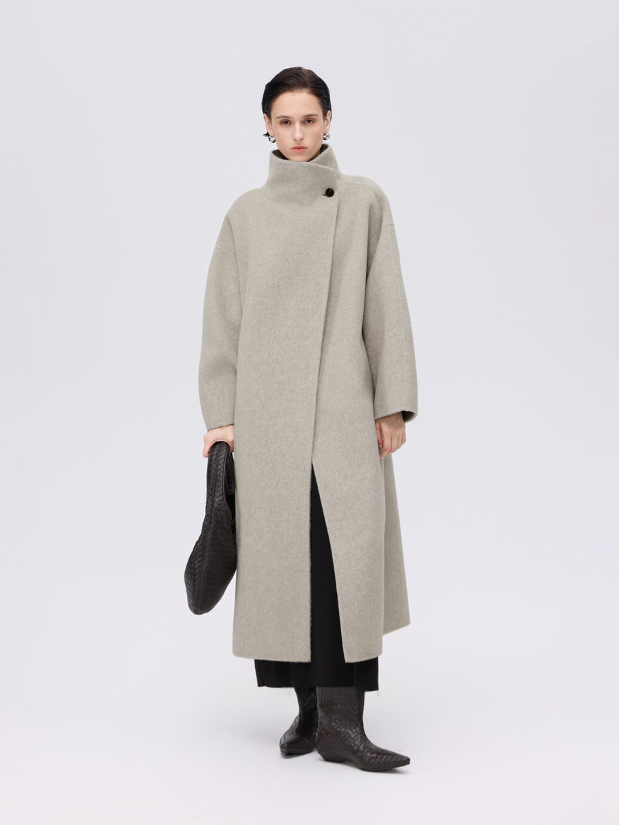 Asymmetric High-Neck Coat
