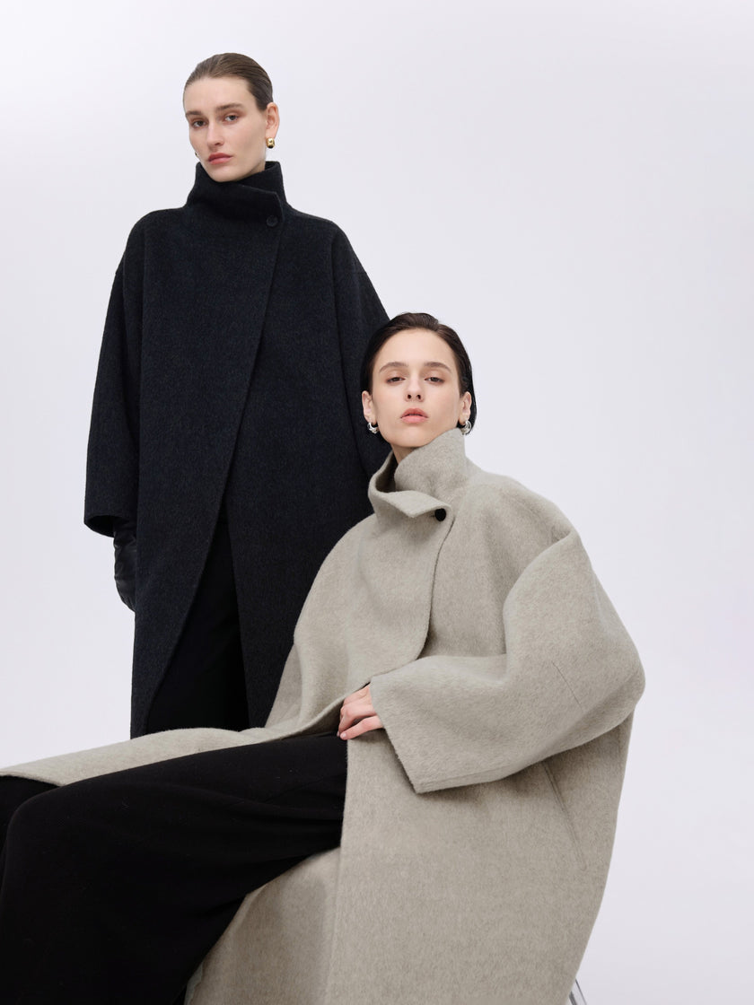 Asymmetric High-Neck Coat
