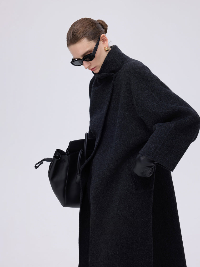 Asymmetric High-Neck Coat