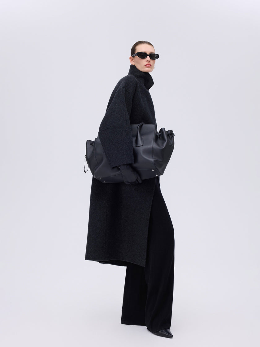 Asymmetric High-Neck Coat