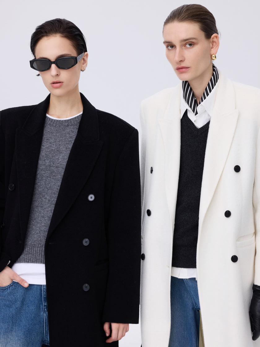 Double boutonnage Manteau en laine et mohair
