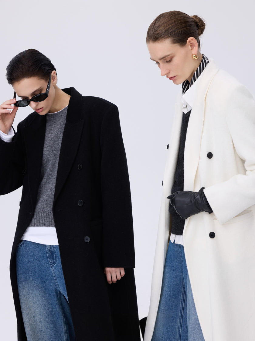 Double boutonnage Manteau en laine et mohair