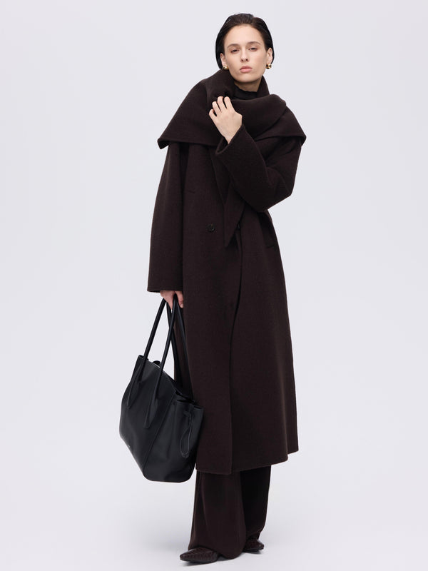 Structured Wool Scarf Coat