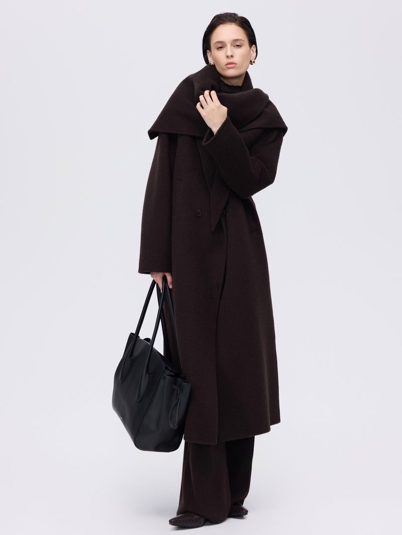 Structured Wool Scarf Coat