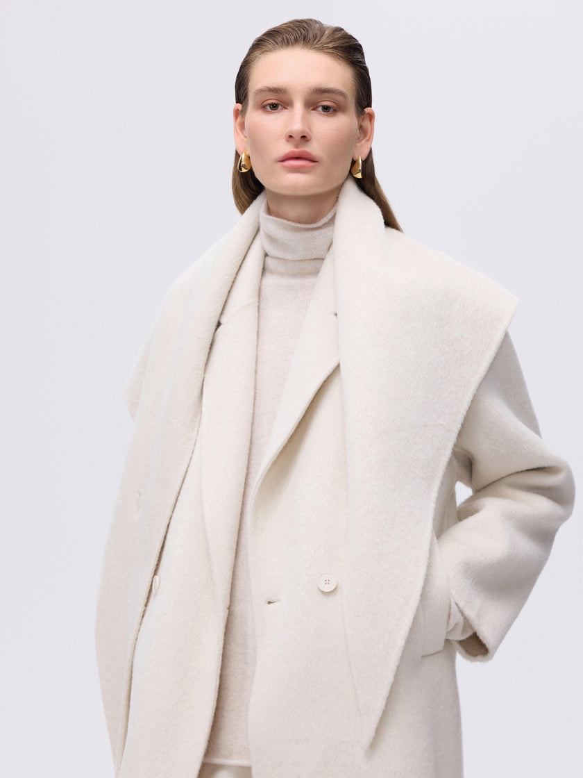 Structured Wool Scarf Coat