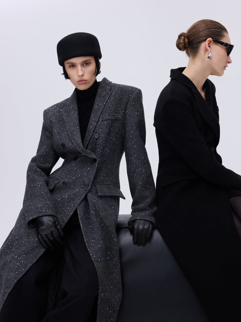 Manteau croisé en laine et alpaga