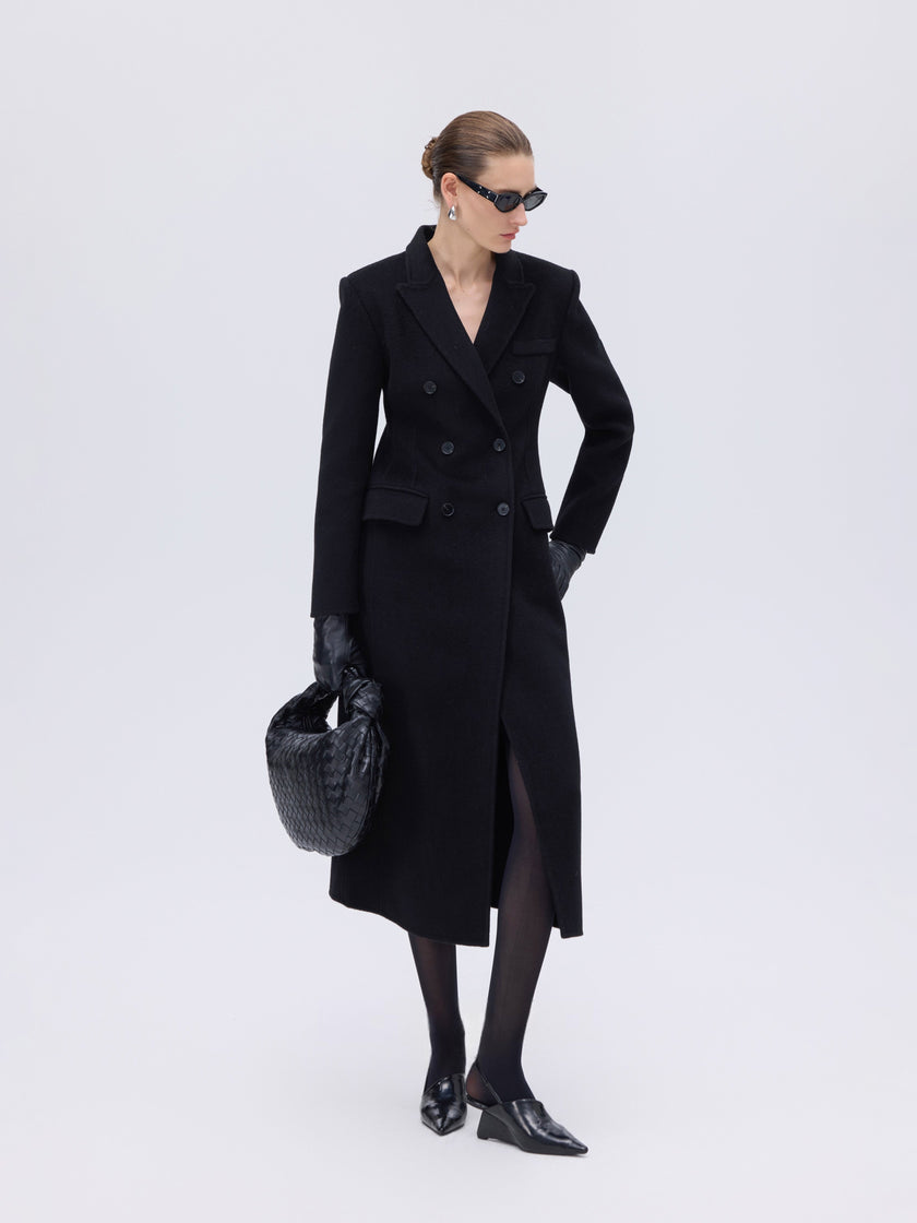 Manteau croisé en laine et alpaga