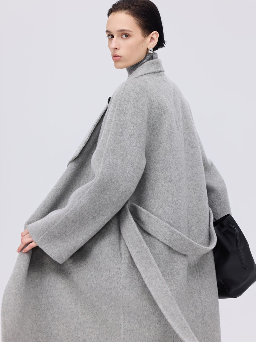 Asymétrique Manteau Enveloppant En Laine