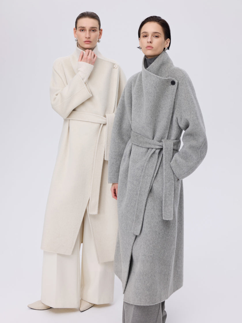 Asymétrique Manteau Enveloppant En Laine