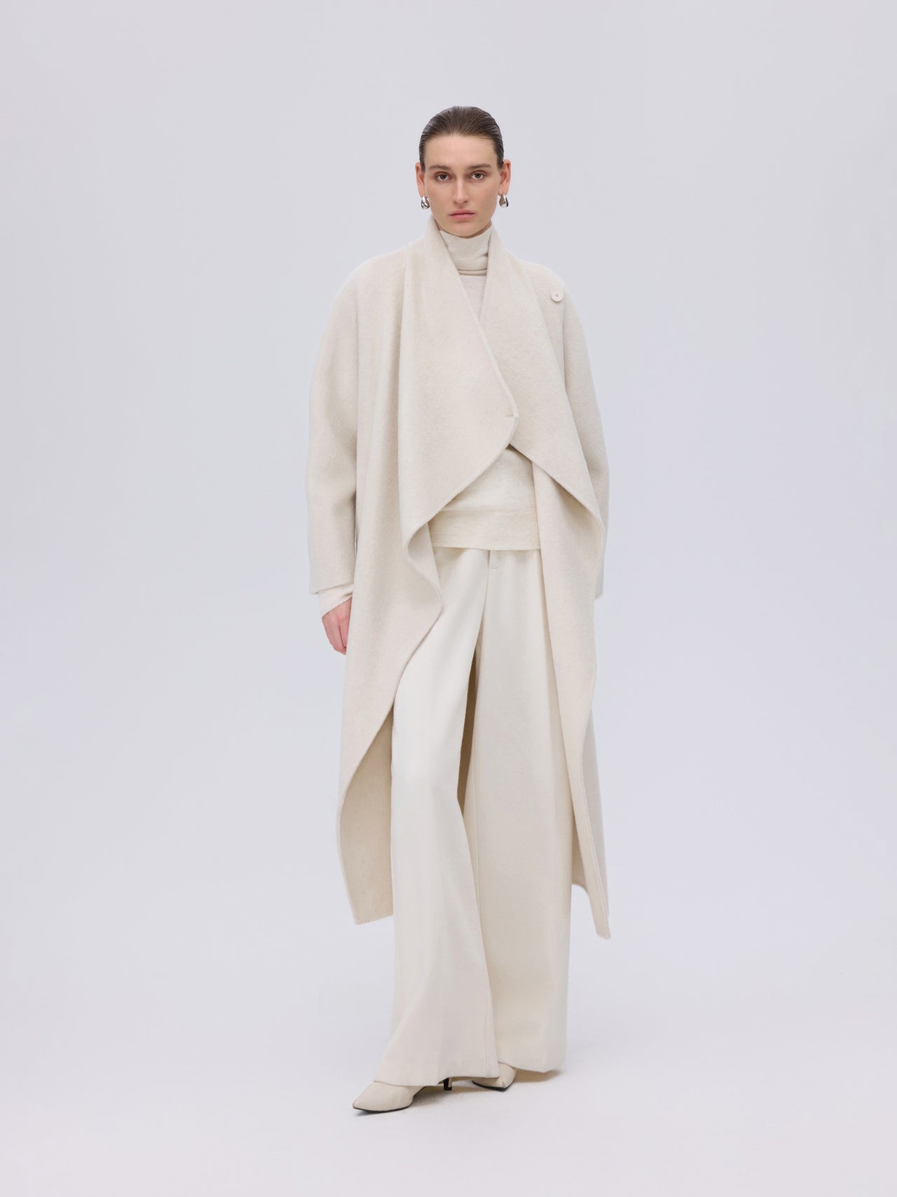 Asymmetric Wool Wrap Coat