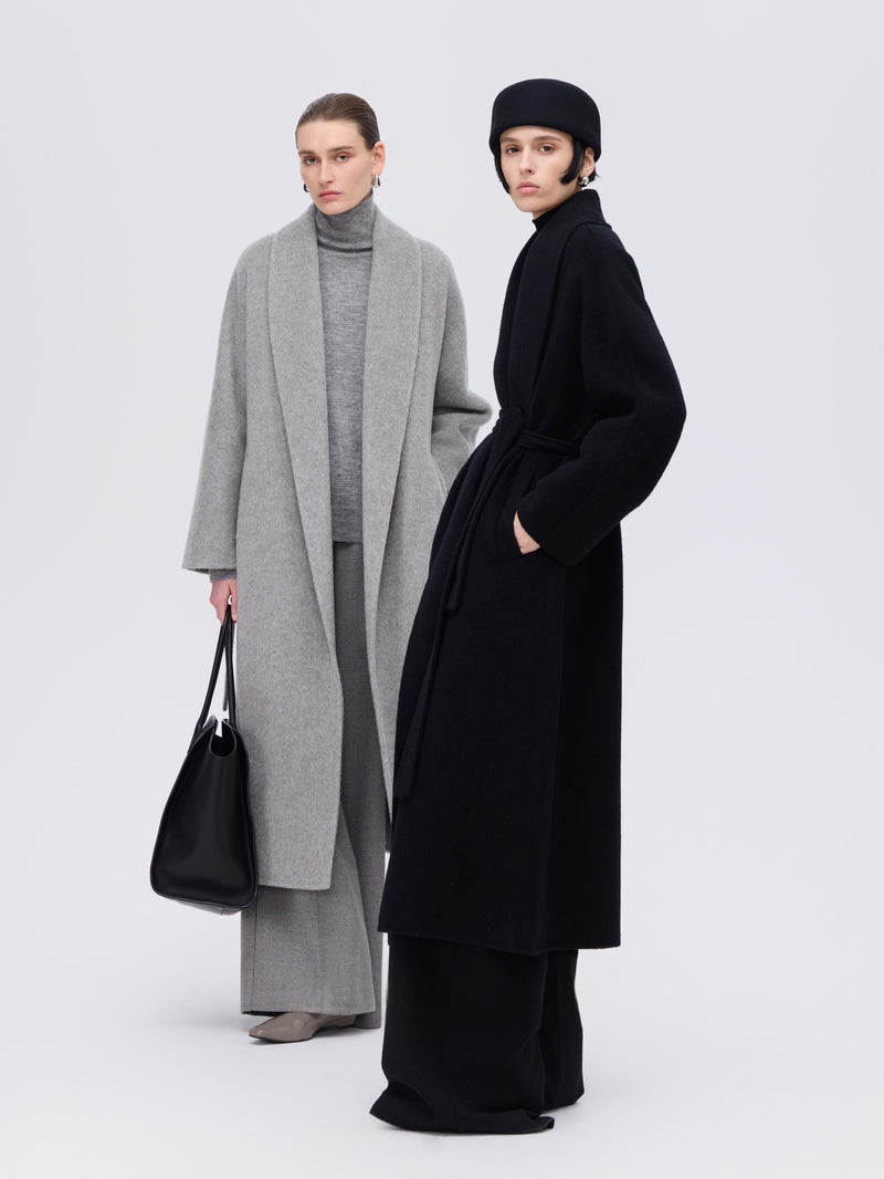 Wool–Camel Wrap Coat