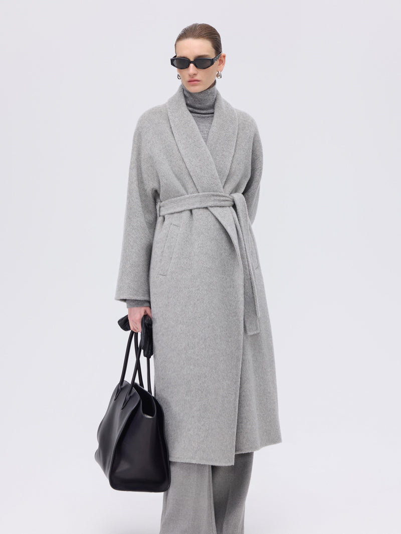 Wool–Camel Wrap Coat