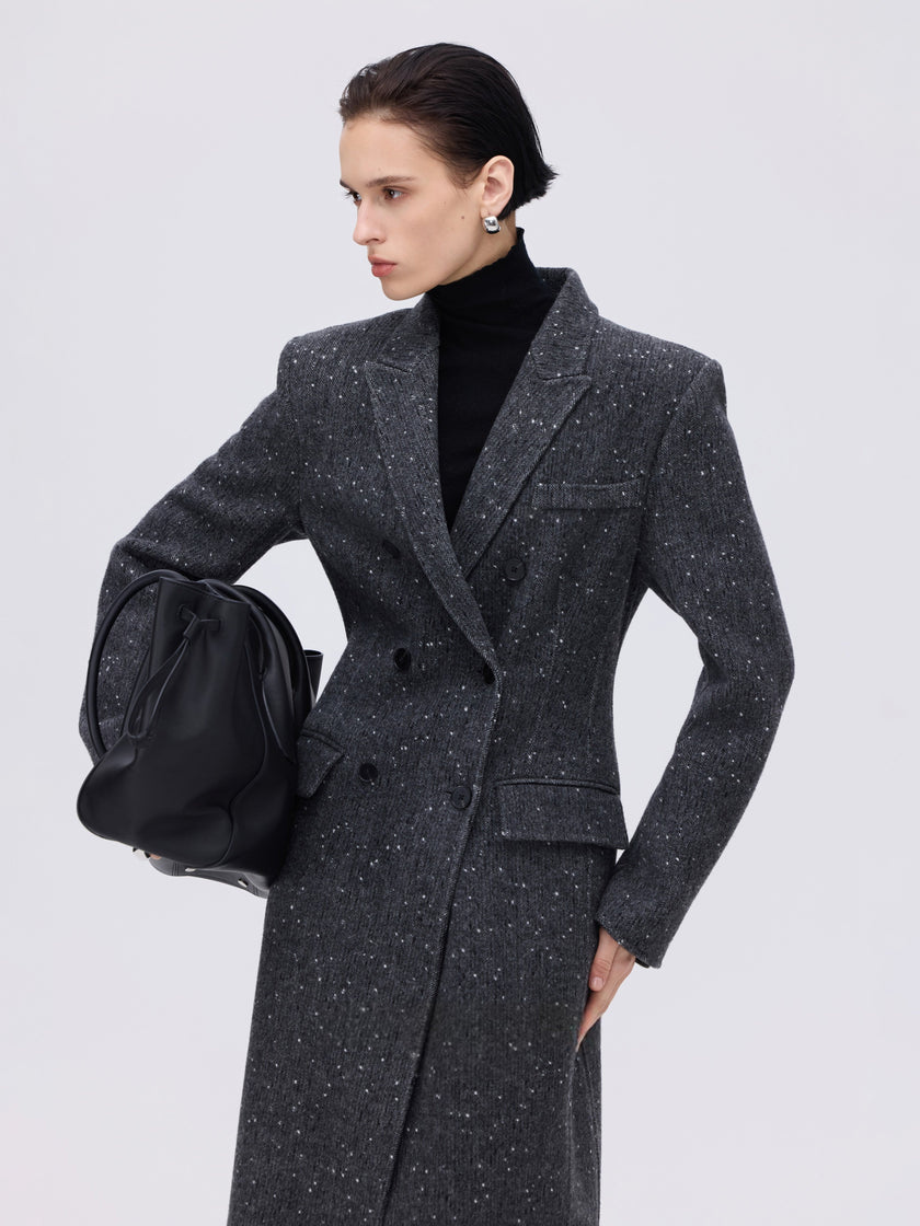 Manteau croisé en laine et alpaga