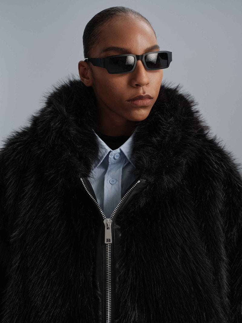 Veste en fausse fourrure Arlette - Noir