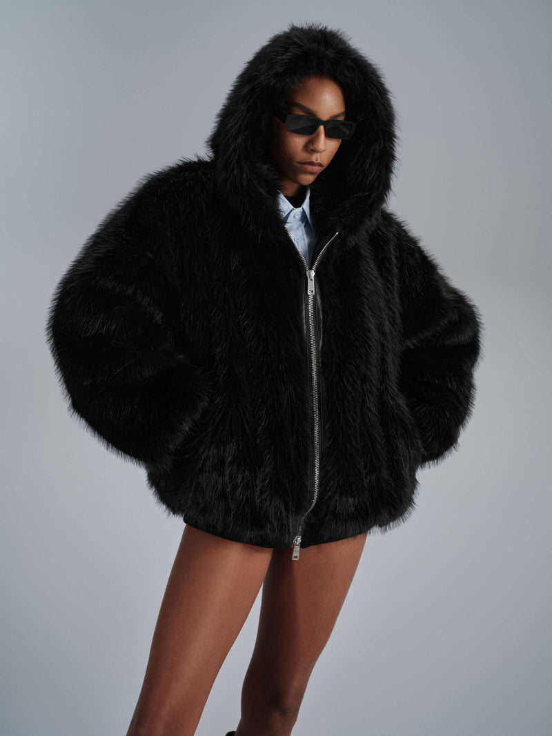 Veste en fausse fourrure Arlette - Noir