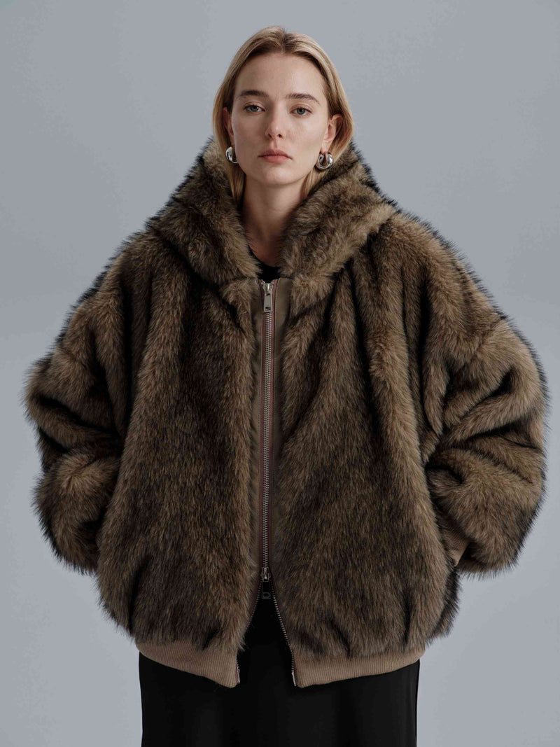 Veste en fausse fourrure Arlette - Abricots