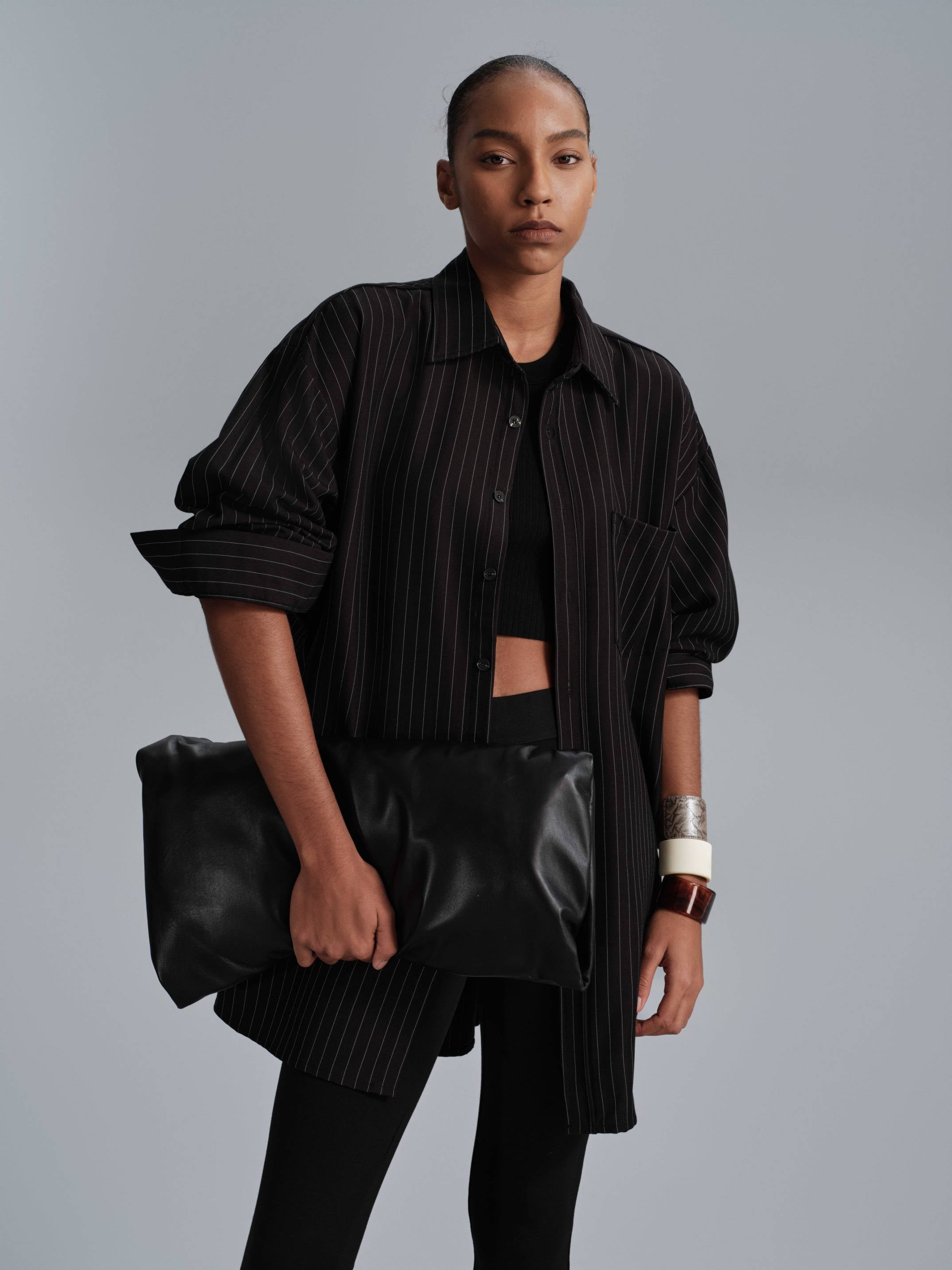 Lyra Stripe Shirt - Black – hemi blurr