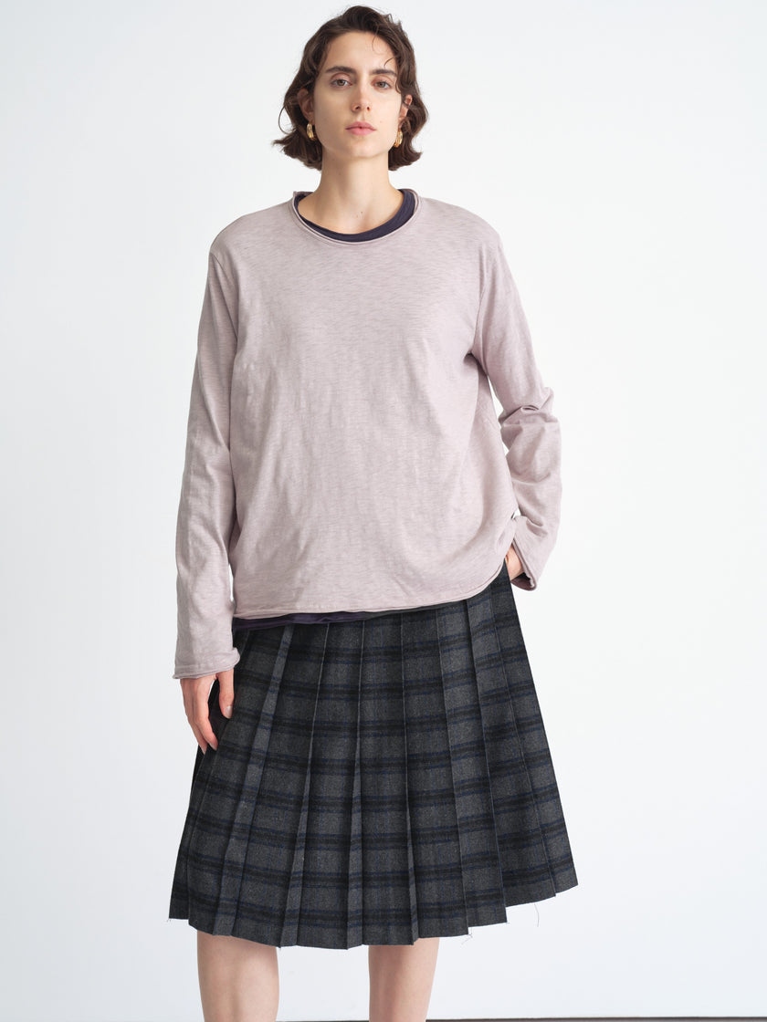 Structured Check Pleated Skirt
