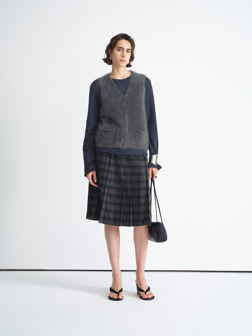 Structured Check Pleated Skirt