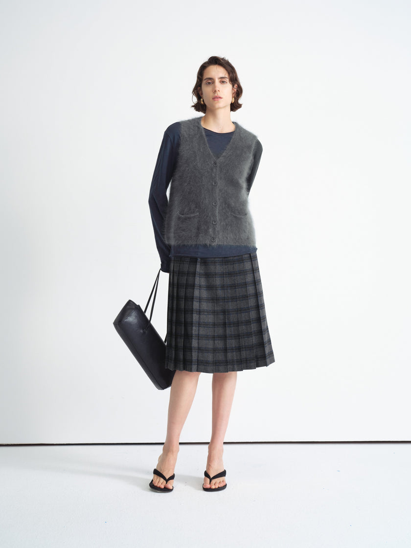 Structured Check Pleated Skirt