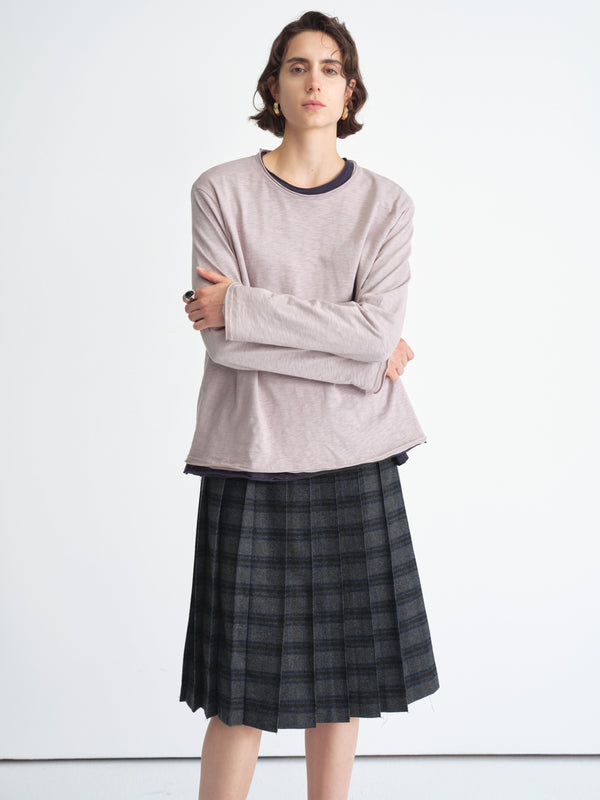 Structured Check Pleated Skirt
